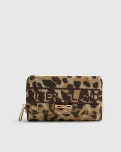 Beige Jacquard Leopard Print Purse