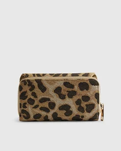 Beige Jacquard Leopard Print Purse
