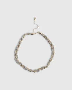 Beige Jelly Chain Plaited Diamante Necklace