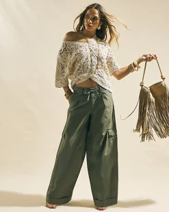 Beige Knitted Crochet Short Sleeve Cardigan