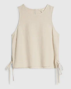 Beige Linen Blend Tank Top