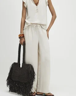 Beige Linen Blend Trousers
