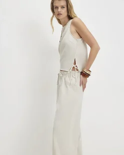 Beige Linen Blend Trousers