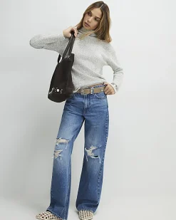 Beige Long Sleeve Funnel Neck Top