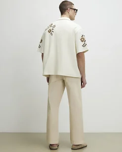 Beige Loose Fit Trousers