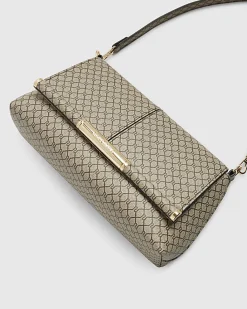 Beige Monogram Bar Front Clutch Bag