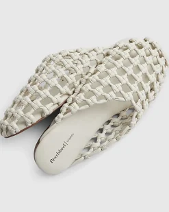 Beige Open Weave Mule Sandals