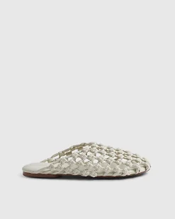 Beige Open Weave Mule Sandals