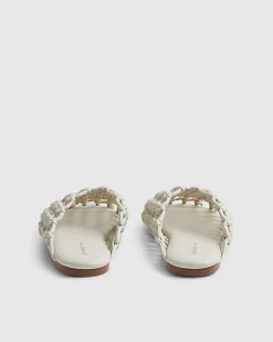 Beige Open Weave Mule Sandals
