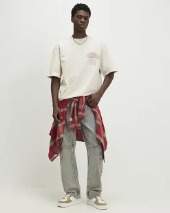 Beige Oversized Fit Varsity Prolific T-Shirt