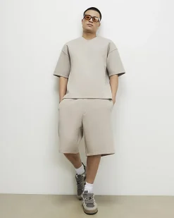 Beige Premium Drawstring Bermuda Shorts