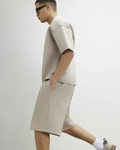 Beige Premium Drawstring Bermuda Shorts