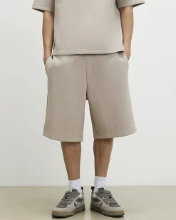 Beige Premium Drawstring Bermuda Shorts