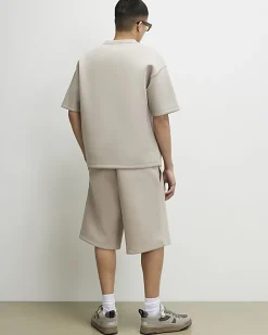 Beige Premium Drawstring Bermuda Shorts