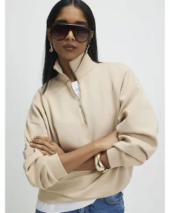 Beige Premium Half Zip Top
