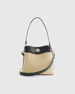 Beige Raffia Bucket Bag