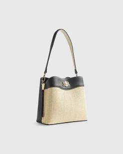 Beige Raffia Bucket Bag