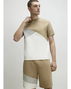 Beige Regular Fit Colour Block Shorts