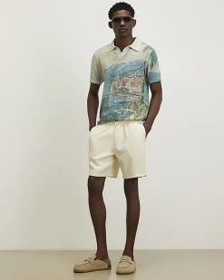 Beige Regular Fit Crochet Scenic Shirt
