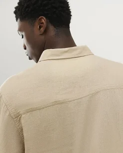 Beige Regular Fit Linen Blend Shirt