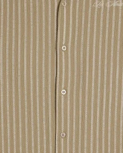 Beige Regular Fit Textured Stripe Shirt