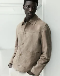Beige RI Studio Suede Western Jacket
