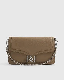 Beige RR Flap Front Shoulder Bag