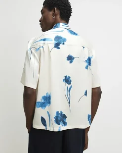 Beige Satin Floral Shirt