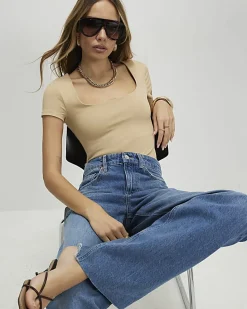 Beige Scoop Neck Bodysuit