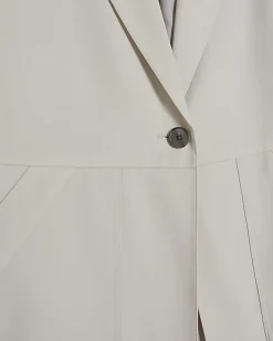 Beige Short Sleeve Pocket Blazer