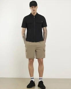 Beige Skinny Fit Stretch Cargo Shorts