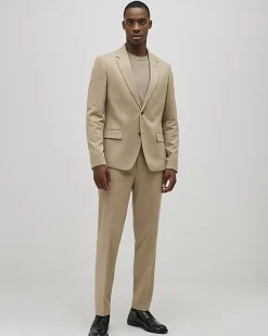 Beige Skinny Fit Textured Suit Jacket