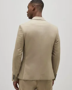 Beige Skinny Fit Textured Suit Jacket