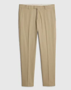 Beige Skinny Fit Textured Suit Trousers
