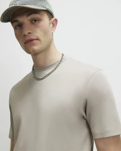 Beige Slim Fit Crew Neck Lightweight T-Shirt