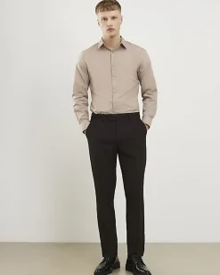 Beige Slim Fit Long Sleeve Shirt