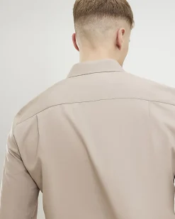 Beige Slim Fit Long Sleeve Shirt