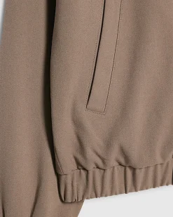 Beige Slim Fit Stretch Bomber Jacket