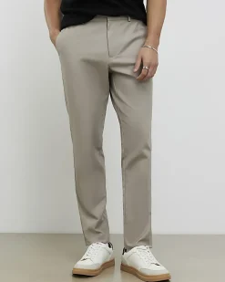Beige Slim Fit Stretch Chino Trousers