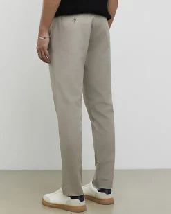 Beige Slim Fit Stretch Chino Trousers