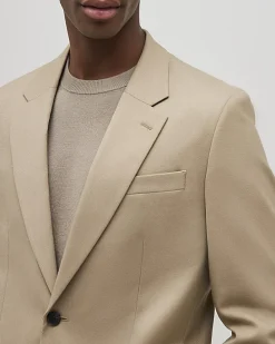 Beige Slim Fit Stretch Textured Suit Jacket