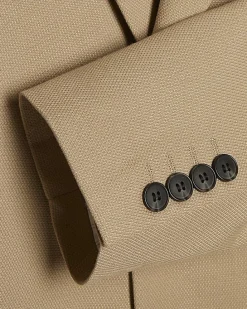 Beige Slim Fit Stretch Textured Suit Jacket