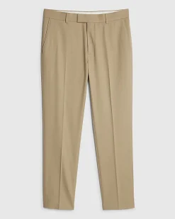 Beige Slim Fit Stretch Textured Suit Trousers