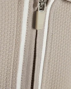 Beige Slim Fit Textured Zip Tip Polo Shirt