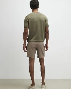 Beige Slim Stretch Chino Short with Belt