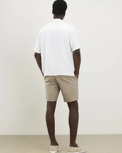 Beige Slim Stretch Chino Short with Belt