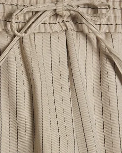 Beige Striped Tailored Wide Leg Joggers