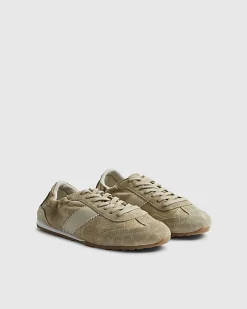 Beige Suede Elastic Back Trainers