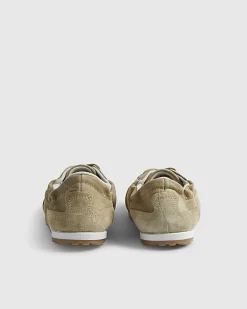 Beige Suede Elastic Back Trainers