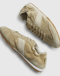 Beige Suede Elastic Back Trainers